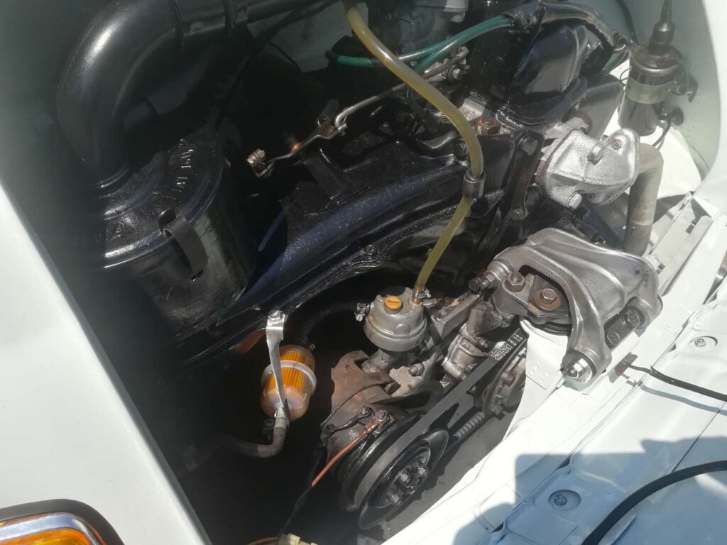 motore rimontato Fiat 500 vista laterale